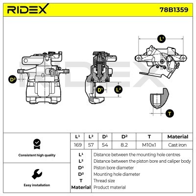 Bremssattel RIDEX 78B1359 78B1359 - foto 8