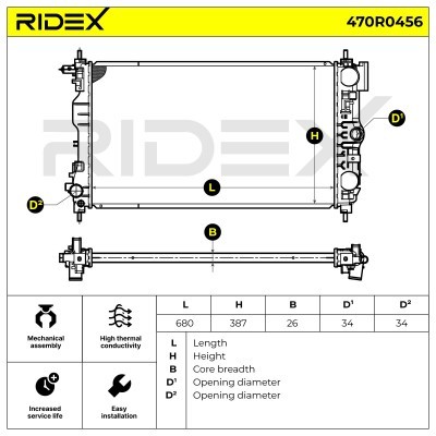 Kühler, Motorkühlung RIDEX 470R0456 470R0456 - foto 6