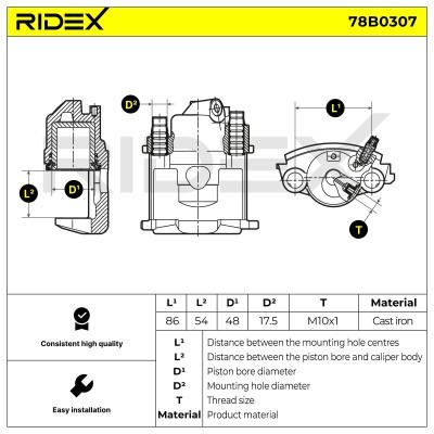 Bremssattel RIDEX 78B0307 78B0307 - foto 6