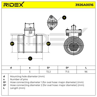 Luftmassenmesser RIDEX 3926A0016 3926A0016 - foto 6