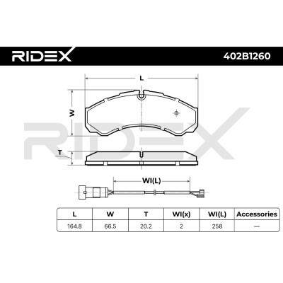Bremsbeläge Satz RIDEX 402B1260 402B1260 - foto 8