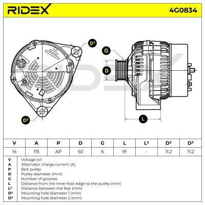 Generator RIDEX 4G0834 4G0834 - foto 5