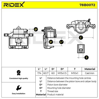 Bremssattel RIDEX 78B0072 78B0072 - foto 5