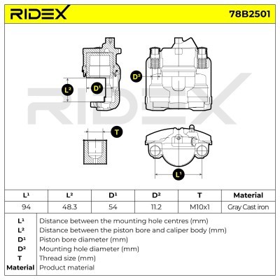Bremssattel RIDEX 78B2501 78B2501 - foto 7