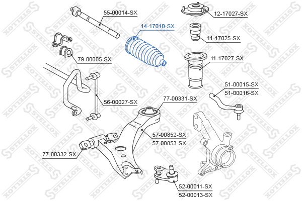 Steering Boot Kit Toyota Camry 2.0 16V/2.4 16V/3.5 24V 06- 14-17010-SX - photo 1