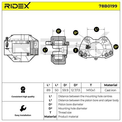 Bremssattel RIDEX 78B0199 78B0199 - foto 8