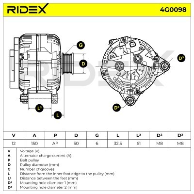 Generator RIDEX 4G0098 4G0098 - foto 5
