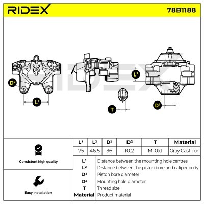 Bremssattel RIDEX 78B1188 78B1188 - foto 5