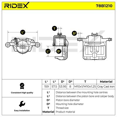 Bremssattel RIDEX 78B1210 78B1210 - foto 6