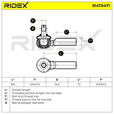 Spurstangenkopf RIDEX 914T0471 914T0471 - foto 6