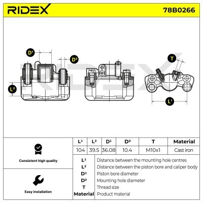 Bremssattel RIDEX 78B0266 78B0266 - foto 5