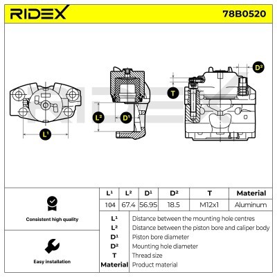 Bremssattel RIDEX 78B0520 78B0520 - foto 5