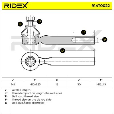 Spurstangenkopf RIDEX 914T0022 914T0022 - foto 7