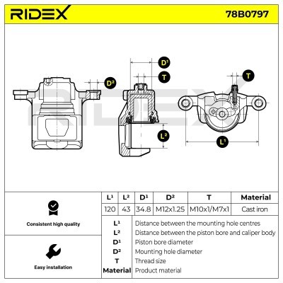 Bremssattel RIDEX 78B0797 78B0797 - foto 6
