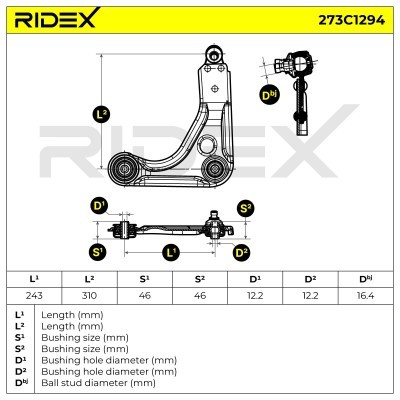 Querlenker RIDEX 273C1294 273C1294 - foto 7