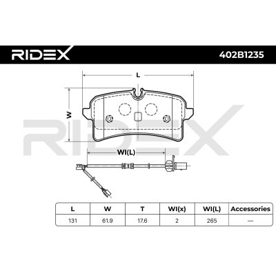 Bremsbeläge Satz RIDEX 402B1235 402B1235 - foto 6