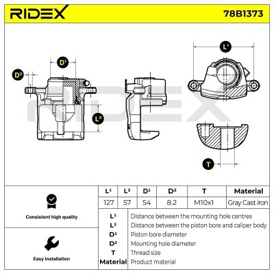 Bremssattel RIDEX 78B1373 78B1373 - foto 8