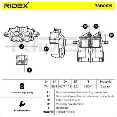 Bremssattel RIDEX 78B0619 78B0619 - foto 6