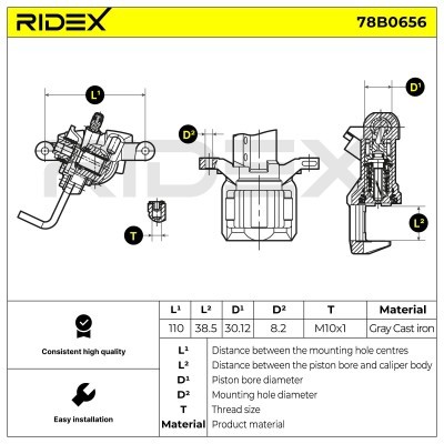 Bremssattel RIDEX 78B0656 78B0656 - foto 5
