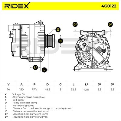 Generator RIDEX 4G0122 4G0122 - foto 8