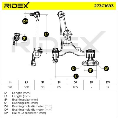Querlenker RIDEX 273C1693 273C1693 - foto 5
