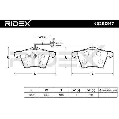 Bremsbeläge Satz RIDEX 402B0917 402B0917 - foto 7