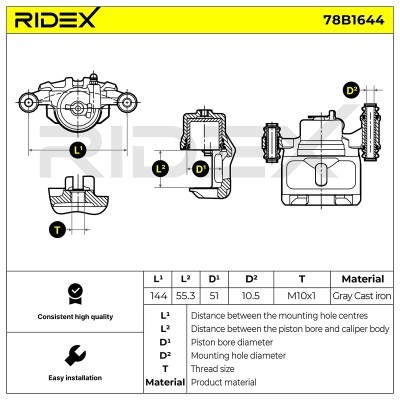 Bremssattel RIDEX 78B1644 78B1644 - foto 6