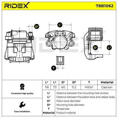 Bremssattel RIDEX 78B1062 78B1062 - foto 6