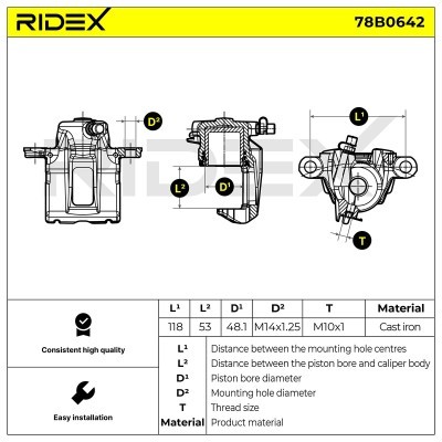 Bremssattel RIDEX 78B0642 78B0642 - foto 6