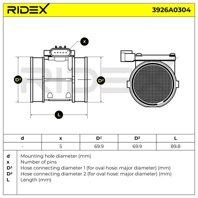Luftmassenmesser RIDEX 3926A0304 3926A0304 - foto 6