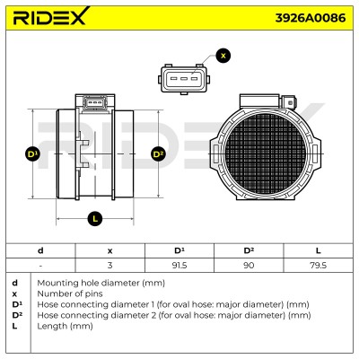 Luftmassenmesser RIDEX 3926A0086 3926A0086 - foto 7