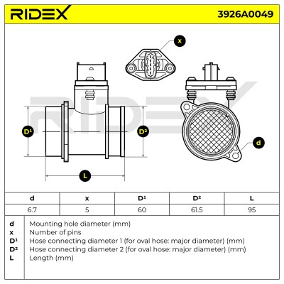 Luftmassenmesser RIDEX 3926A0049 3926A0049 - foto 6