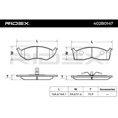 Bremsbeläge Satz RIDEX 402B0147 402B0147 - foto 3