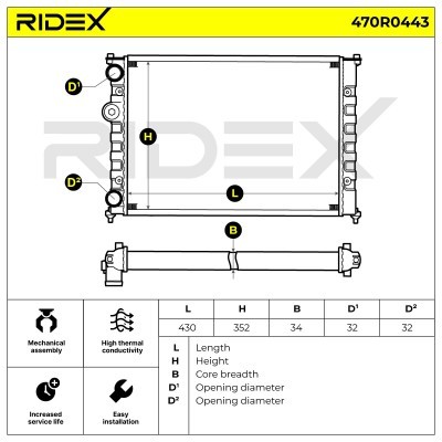 Kühler, Motorkühlung RIDEX 470R0443 470R0443 - foto 5