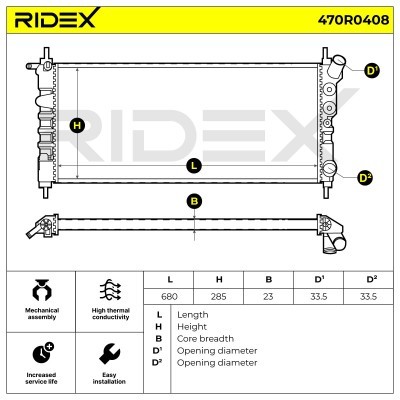 Kühler, Motorkühlung RIDEX 470R0408 470R0408 - foto 8