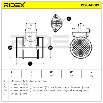 Luftmassenmesser RIDEX 3926A0017 3926A0017 - foto 6