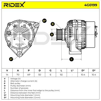 Generator RIDEX 4G0199 4G0199 - foto 6