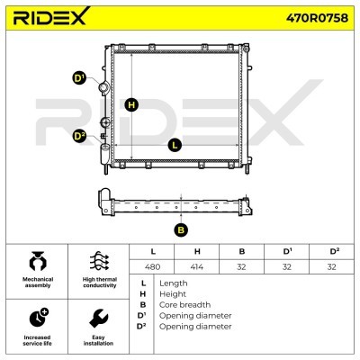 Kühler, Motorkühlung RIDEX 470R0758 470R0758 - foto 5