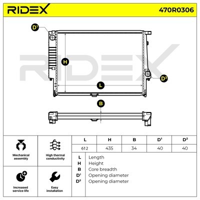 Kühler, Motorkühlung RIDEX 470R0306 470R0306 - foto 5