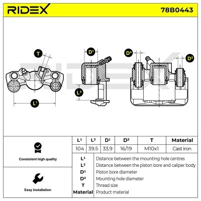 Bremssattel RIDEX 78B0443 78B0443 - foto 6