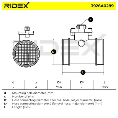 Luftmassenmesser RIDEX 3926A0289 3926A0289 - foto 6