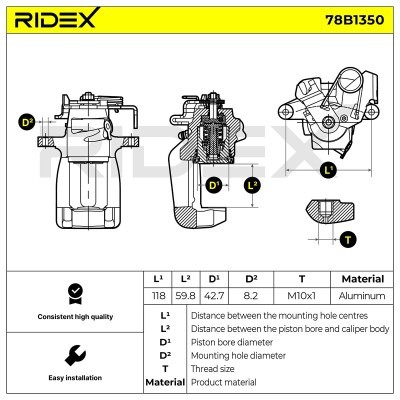 Bremssattel RIDEX 78B1350 78B1350 - foto 7