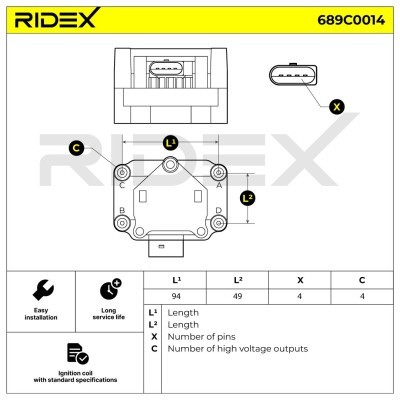 Zündspule RIDEX 689C0014 689C0014 - foto 7