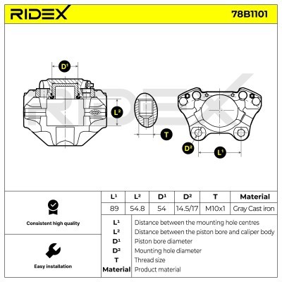 Bremssattel RIDEX 78B1101 78B1101 - foto 6