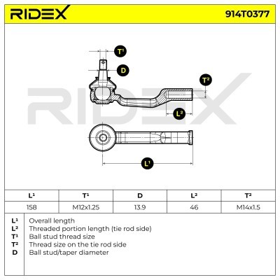 Spurstangenkopf RIDEX 914T0377 914T0377 - foto 5