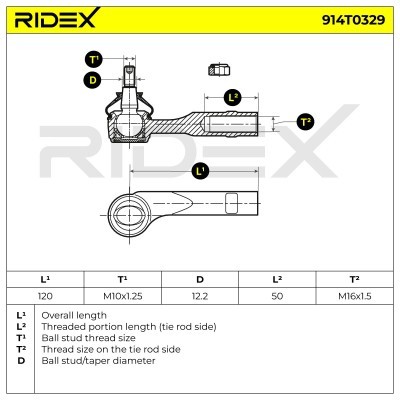 Spurstangenkopf RIDEX 914T0329 914T0329 - foto 5