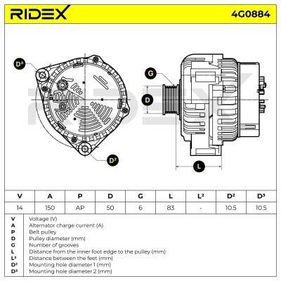 Generator RIDEX 4G0884 4G0884 - foto 5