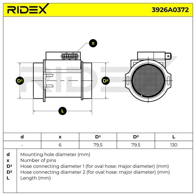 Luftmassenmesser RIDEX 3926A0372 3926A0372 - foto 6