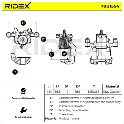 Bremssattel RIDEX 78B1554 78B1554 - foto 6