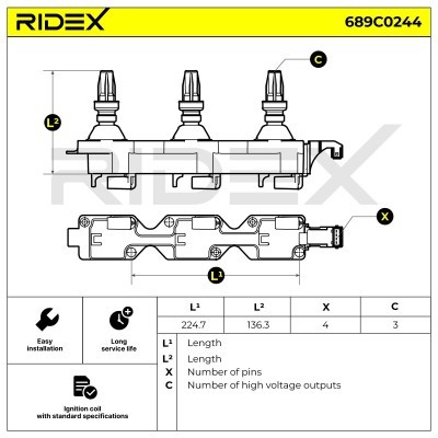 Zündspule RIDEX 689C0244 689C0244 - foto 2